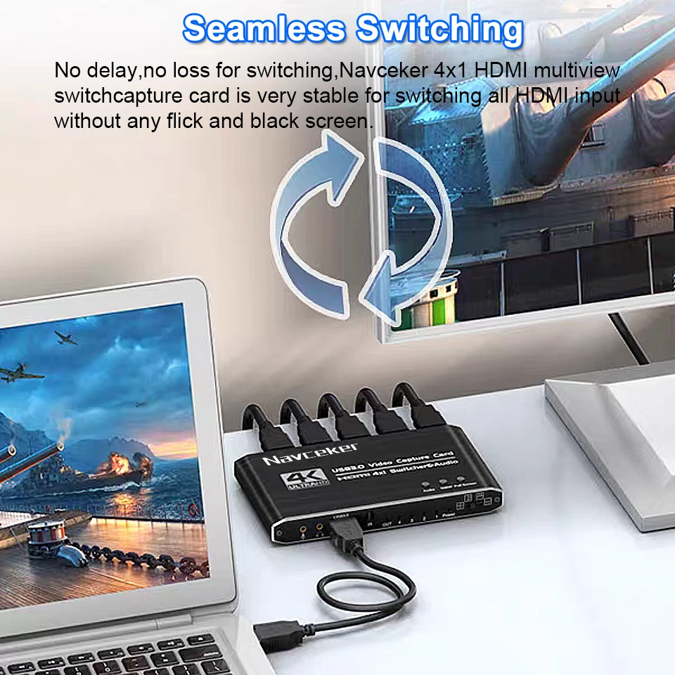 4 in 1 out Quad Screen Cutting HDMI Video Capture Card 4 Channel USB 3.0 HDMI Sw