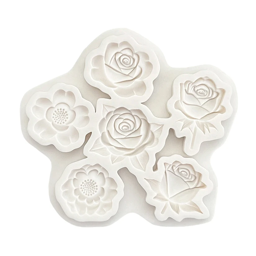 Rosen-Silikonform für Zuckerguss, Harzwerkzeuge, Schokoladen-Cupcake-Backform, Fondant-Kuchen-Dekorationswerkzeuge – Detail 3