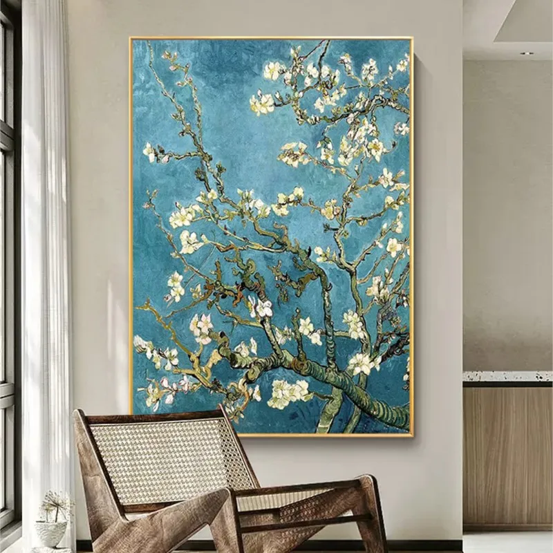 

Oil Painting Pure Hand Drawing Apricot Flower Entrance Modern Living Room Background Wall Abstract Paintingfor Hanging