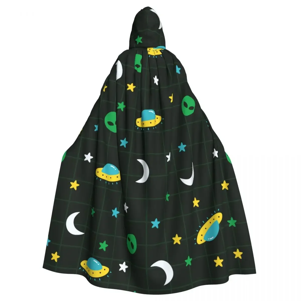 

Hooded Cloak Polyester Unisex Witch Cape Costume AccessoryGreen Alien UFO Moon