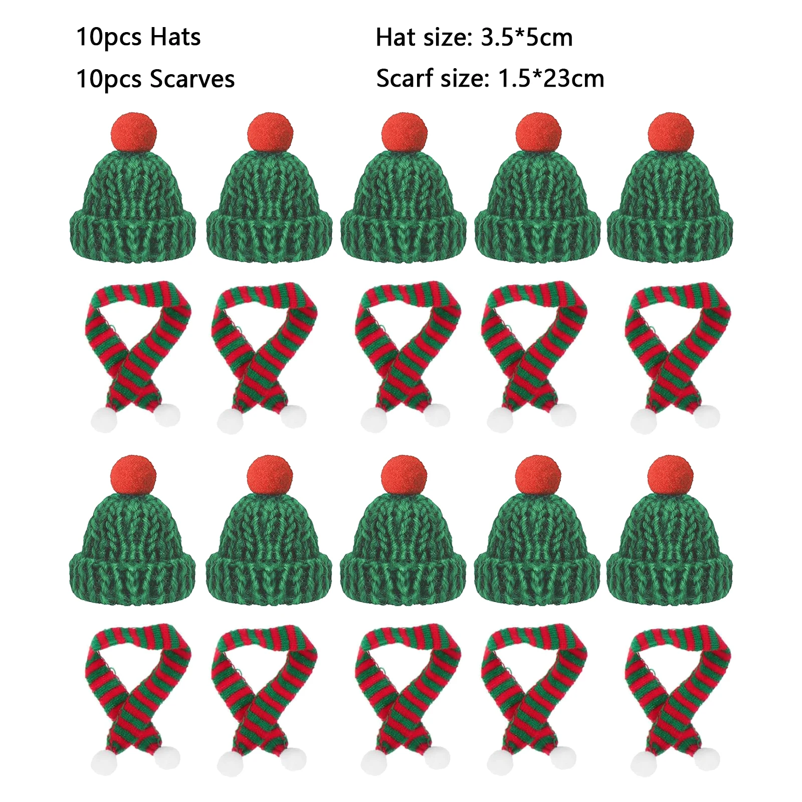 Festive Mini Santa Hat & Scarf Set - Christmas Costume Decorations for Pets, Dolls, and DIY Projects