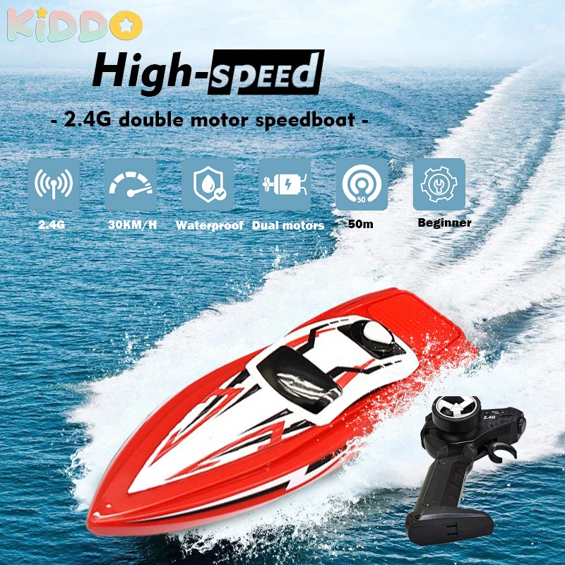 

RC Boat 30KM/H Racing SpeedBoat Radio Control Driving Waterproof Dual Motors High-Speed Summer Gifts Competitive Back to School