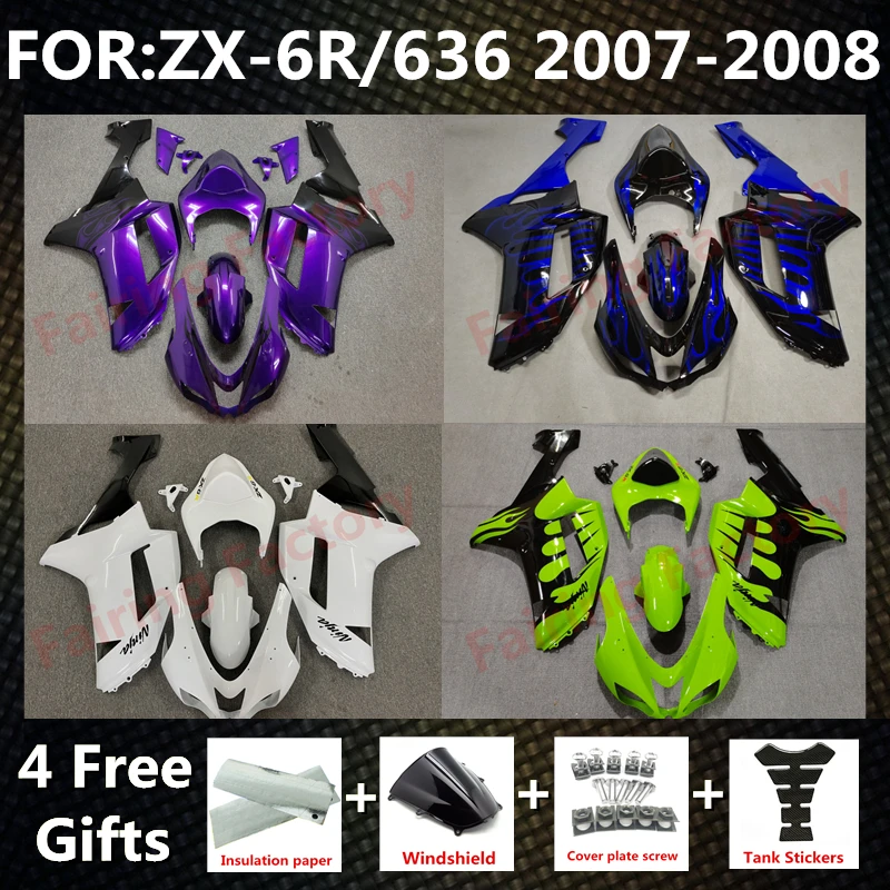 

NEW ABS Motorcycle Injection mold Fairings Kit fit for Ninja ZX-6R 2007 2008 ZX6R zx 6r 636 07 08 bodywork full fairing kits