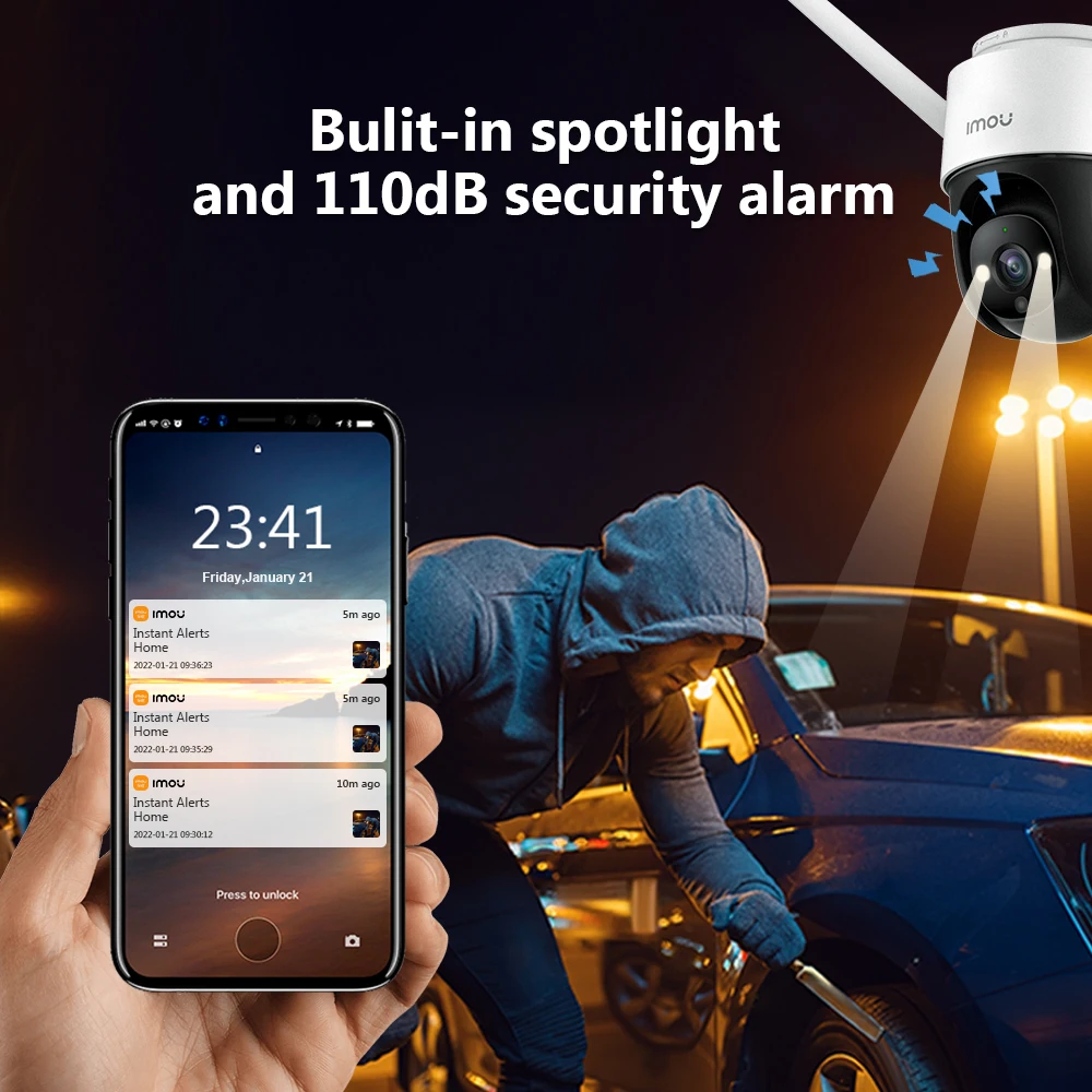  Imou Security Camera Outdoor Color Night Vision with Spotlight  & Siren, 2.4G WiFi Camera IP67 for Home Security, 1080P with Human  Detection, 2-Way Audio, Ethernet Port and SD Card Slot