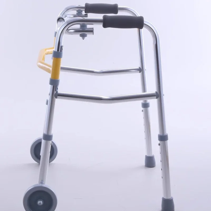 Children's Aluminum Walker Lower Limb Rehabilitation Walker with Wheels Adjustable Training Standing Frame Easy Folding Walker 3