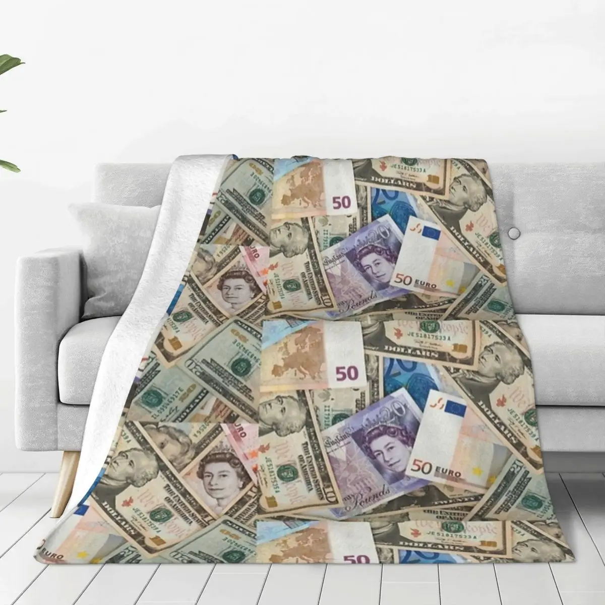 World Money Paper Blanket Global Currency Uk England Flanella Coperte Da Tiro Camera Da Letto Divano Decorazione Bedsprea Leggero