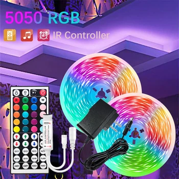 GREATWALL IR44K 5050 LED strip 32.8f/16.4 feet Halloween Christmas decoration DC LED neon light RGB flexible light configuration 3