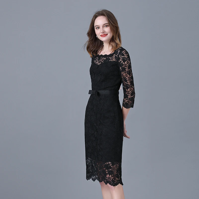 chinese dress ladies Plus Size V-Neck Scallop Lace Dress – Elegant Floral Lace Design – Karen  Kane