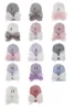 0-6Months Newborn Hospital Cute Knit White Bonnet with Ribbon Bow Baby Girls Boknot Beanie Hat Infant Grosgrain Bowknot Soft Hat 3