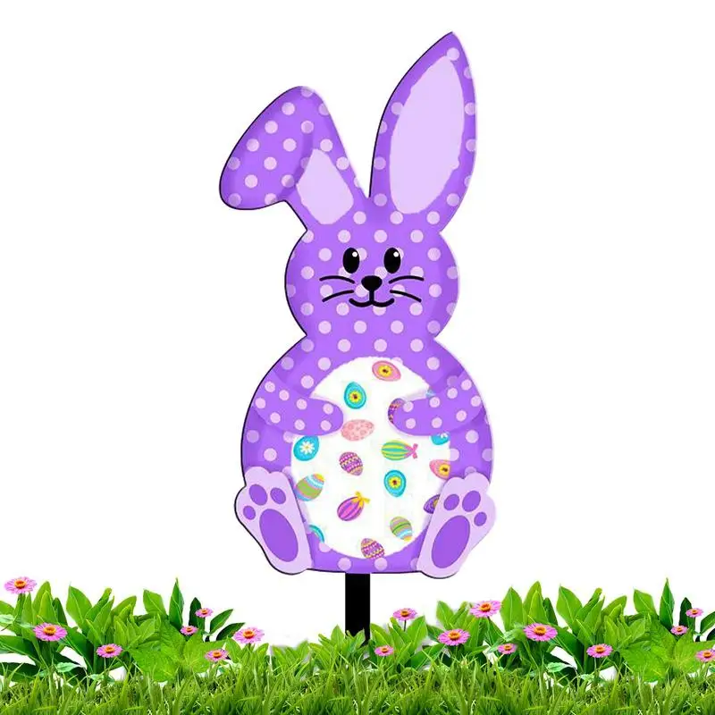 

Easter Garden Stakes Easter Bunny Acrylic Sign Sturdy Easter Garden Outdoor Sign Rabbit Shaped Lawn Decorations For Patio Yard