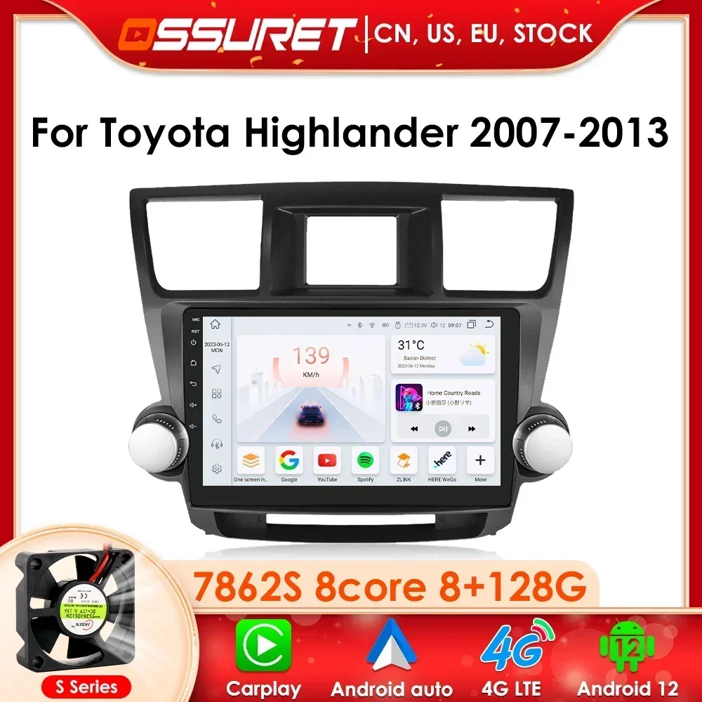 

Android 12 для Toyota Highlander 2 XU40 2007-2013 автомобильное радио QLED экран мультимедийный плеер навигация GPS стерео CarPlay Wifi RDS