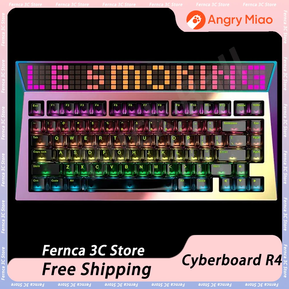 

Angry Miao Cyberboard R4 Mechanical Keyboard Bluetooth Wireless Charging LED Screen Hotswap RGB Keyboard Custom Pc Gamer Office