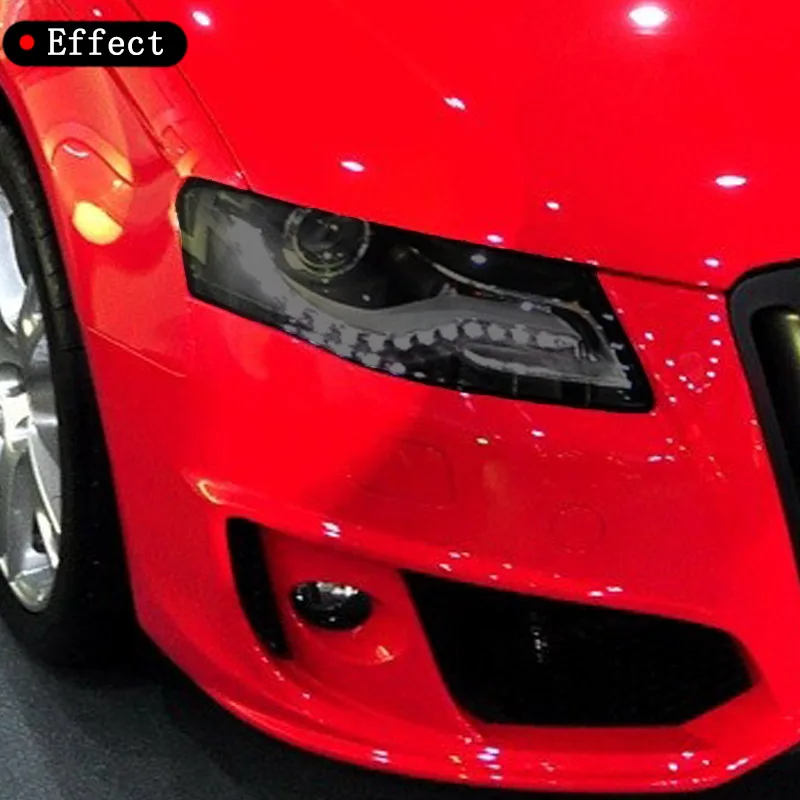 CarHeadlightTintSmokedBlackProtectiveFilmTPUStickersForAudi