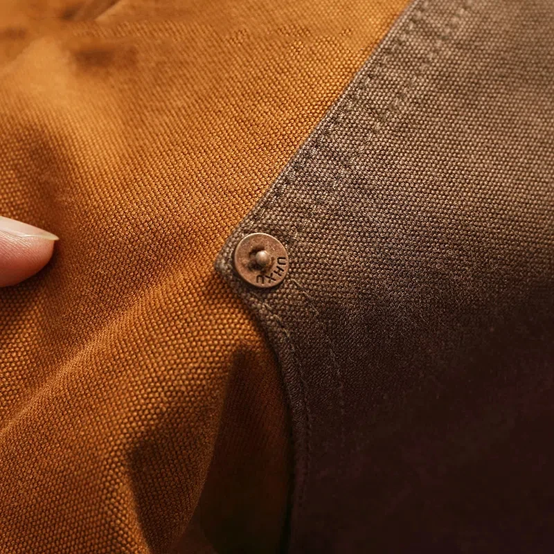 Men Autumn Winter Heavy Vintage Overalls Bead Canvas Grain Color Patchwork Logging Motorcycle Casual Pants
