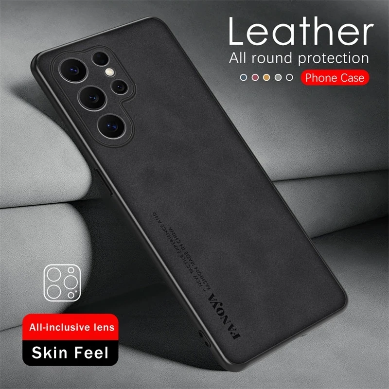 Premium Sheepskin Leather Soft Silicone Case - Back Cover (Black)