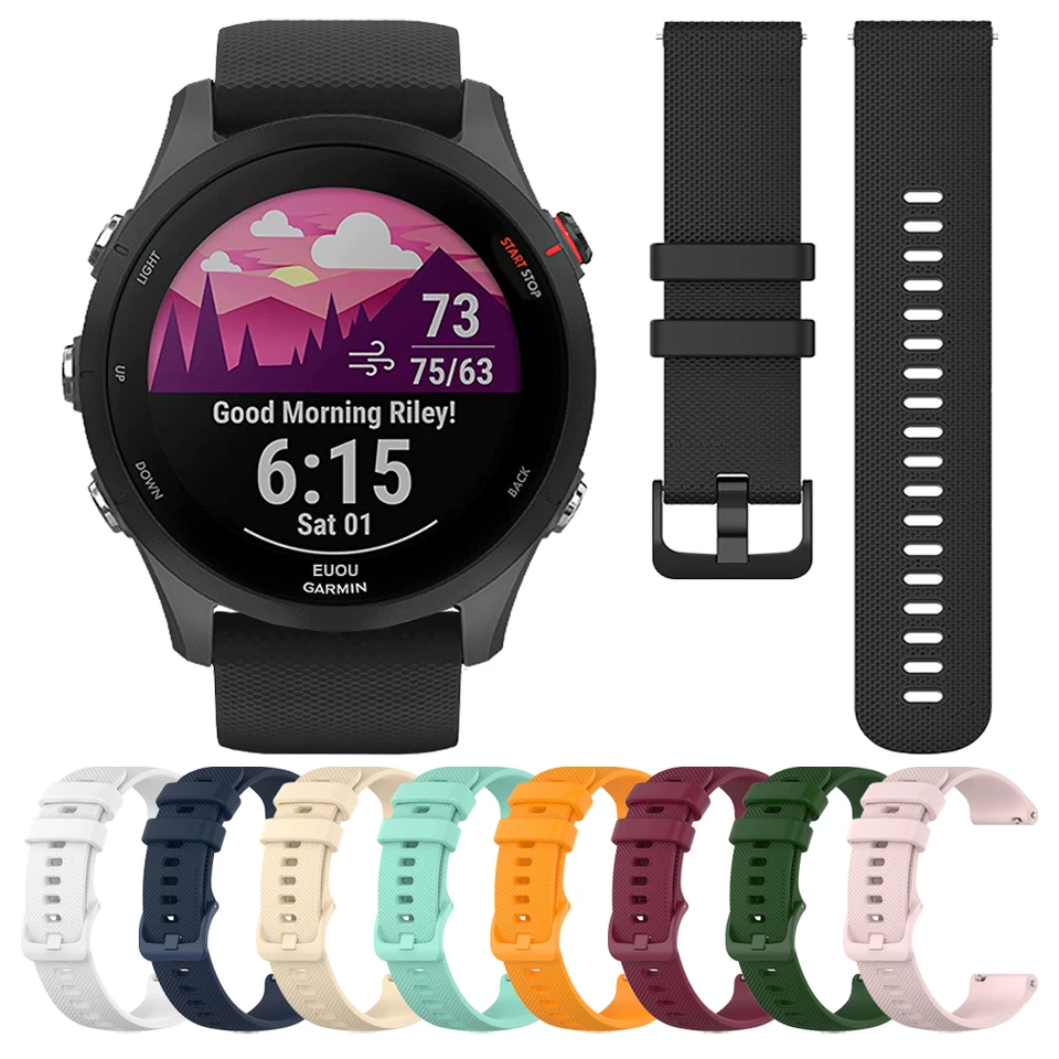 Fleshy Leaf Cinturino 20 Mm In Silicone Per Garmin Forerunner 245, Vivoactive 3, Venu Sq - Morbido, Ecologico, Colorato - 2