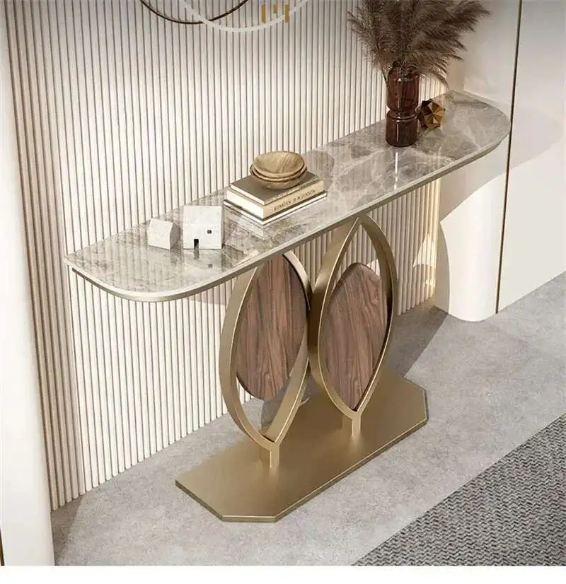 Luxury Slate Creative Console Tables Hallway Entrance Table for Italian Living Room Furniture Wall Semi-circular Porch Cabinet L