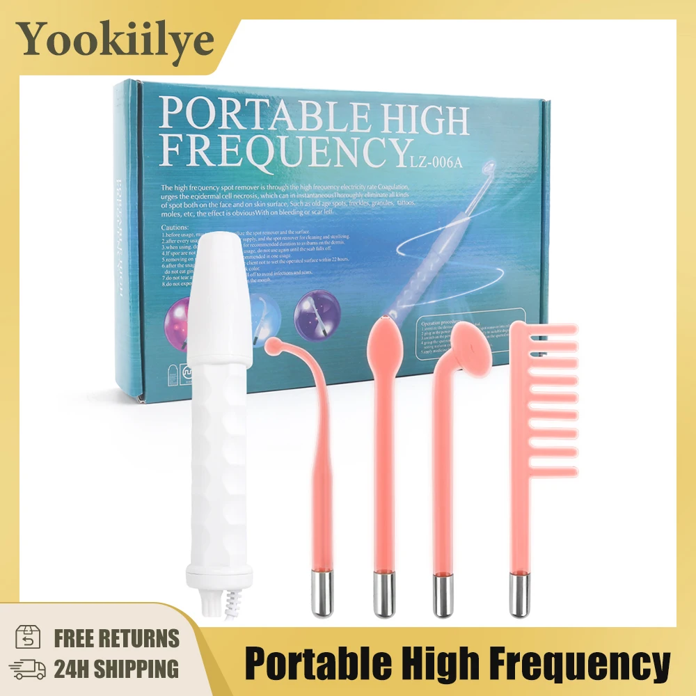 

4 In 1 High Frequency Machine Electrode Wand Electrotherapy Glass Tube Anti Acne Spot Wrinkles Removal Hair Care Skin Care Spa