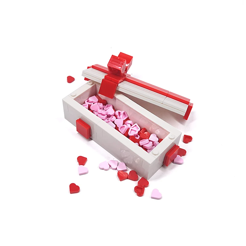 MOC Modell Valentinstag Geschenkbox Liebe Jimubox Die Ringbox Bausteine Schmuckschatulle DIY Kunststoffartikel Spielzeug für Kinder – Detail 5