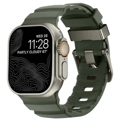 High - End Trail Soft Silicone Watch Strap Bracelet Wristband for (S10 - 11 46mm)44 45mm (Dark green grey)