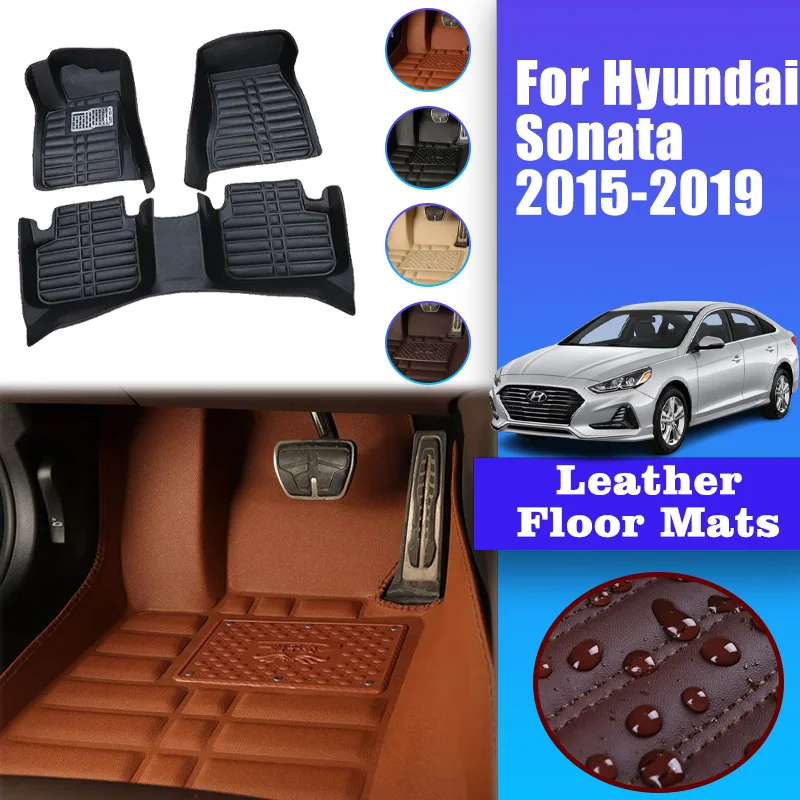 

LHD Car Mats Leather For Hyundai Sonata 2015-2019 2016 2017 2018 LF Floor Mat Interior Spare Replacement Part Car accessories