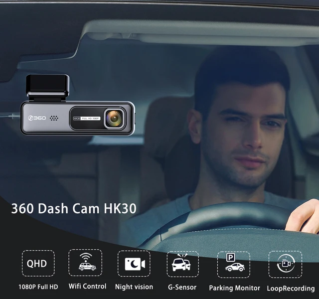 360 Dash Cam HK30 Camera Veicular para Câmera Carro DVR Veículo 1080P APP  Camera Espiã Wifi G-Sensor 24H Estacionamento Monitor FOV130 ° Gravador