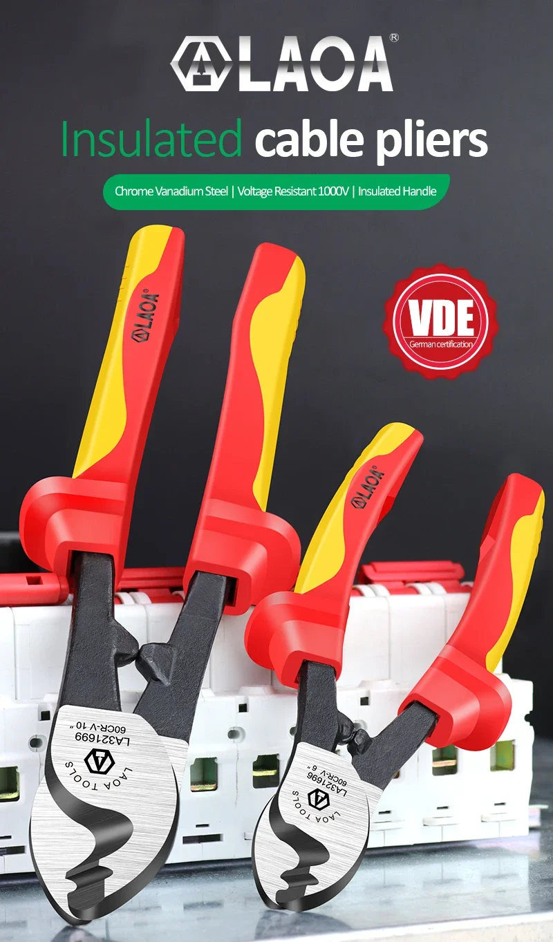 LAOA 1000V insulated cable cutting machine electrician professional pliers impact stripping pliers VDE pliers cable cutters