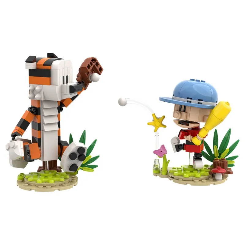 MOC Calvined und Hobbes Baustein Anime Puppe 3D Kunst Gemälde Cartoon Tiger Action Figur Ziegel Spielzeug Erwachsene Geschenk Für Kind – Detail 23