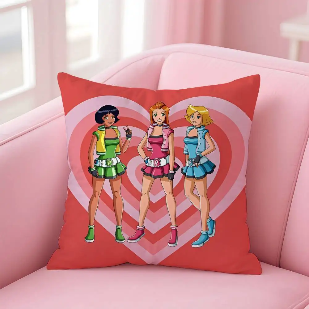 Y2k Niedlicher Anime T-Totally Spies Kissenbezug Anti-Dustmite-Kissenbezug Unsichtbarer Reißverschluss seidiger kurzer Plüsch Sofakissenbezug – Detail 11