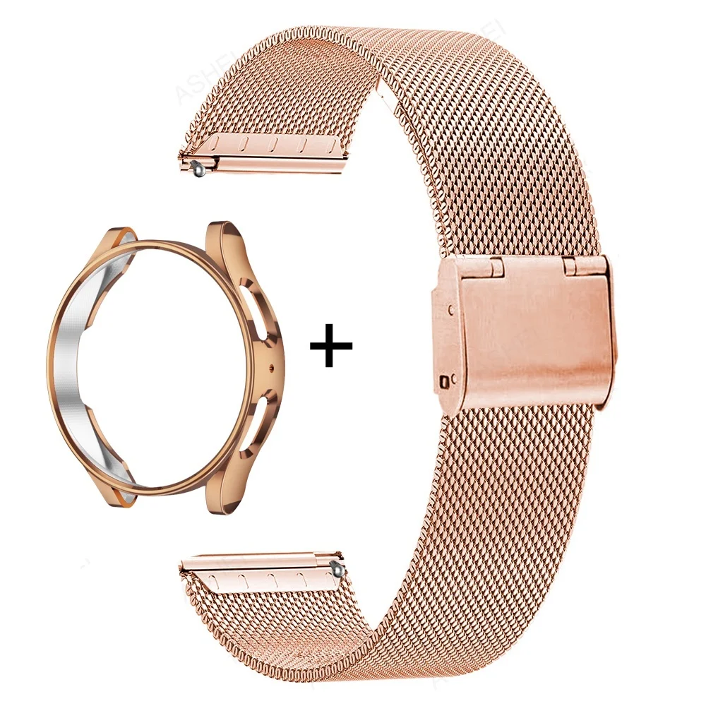 Premium Stainless Steel Watch Strap & Protective Case with Screen Protector for Samsung Galaxy Watches