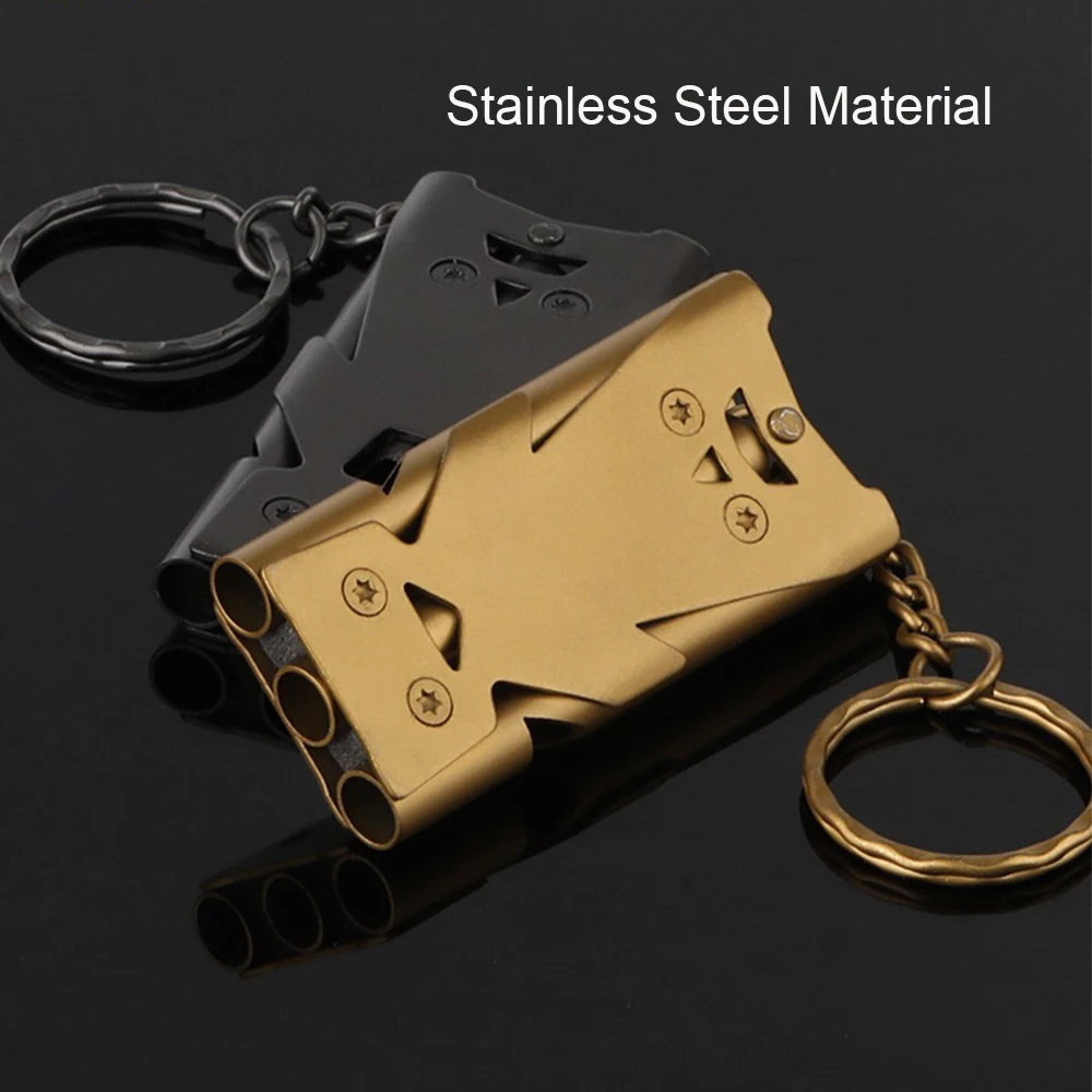 Metal Three Holes Stainless Steel High Decibel Pealess Camping Whistle for Outdoor Survival Sports Whistles