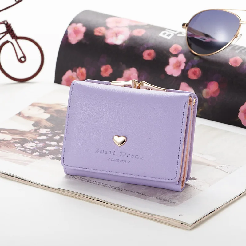 Women wallet purse female short Korean version students fresh folding mini metal cute animal