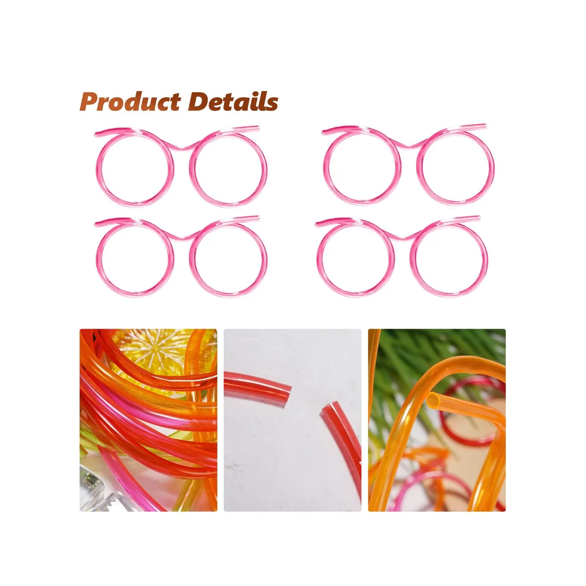 1Pcs Straw Glasses Funny Soft PVC Glasses Flexible Drinking Straws Kids Party Supplies Bar Supplies Creativity Toy Kids Gift