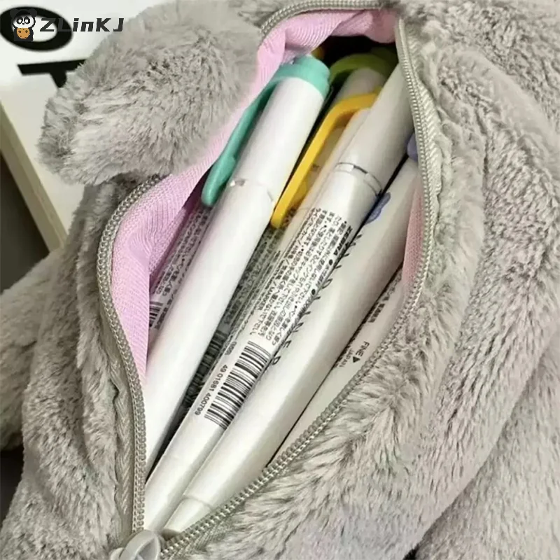 ▶ 1Pcs 귀여운 플래티퍼스 연필 케이스 화장품 가방 플러시 펜 파우치 대용량 보관 가방 학교 용품 문구 상자