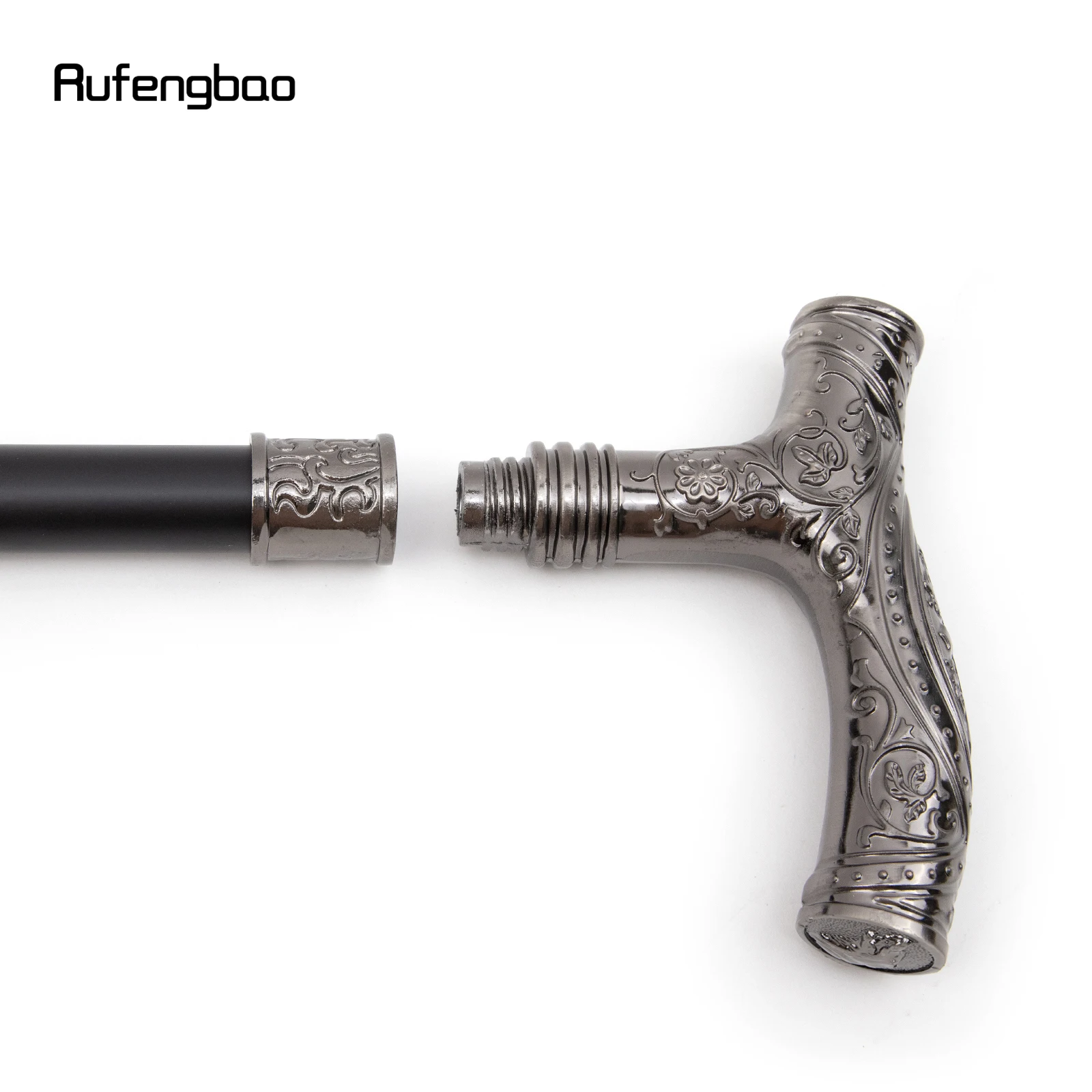 Silver Wolf Head Flower Totem Relief Walking Cane Fashion Walking Stick Gentleman Crosier Knob Walking Stick 93cm