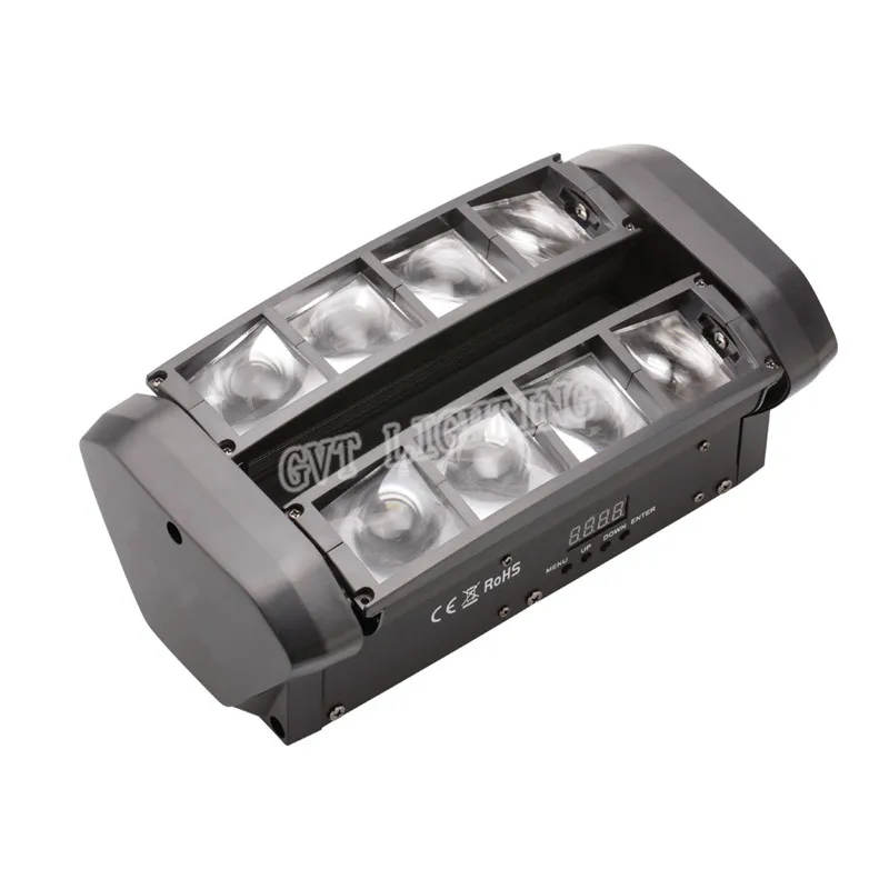 미니 LED RGBW 무빙 헤드 라이트, LED 스파이더 빔 무대 조명, DMX 512 스파이더 라이트, DJ 나이트클럽 파티에 적합, 8x10W