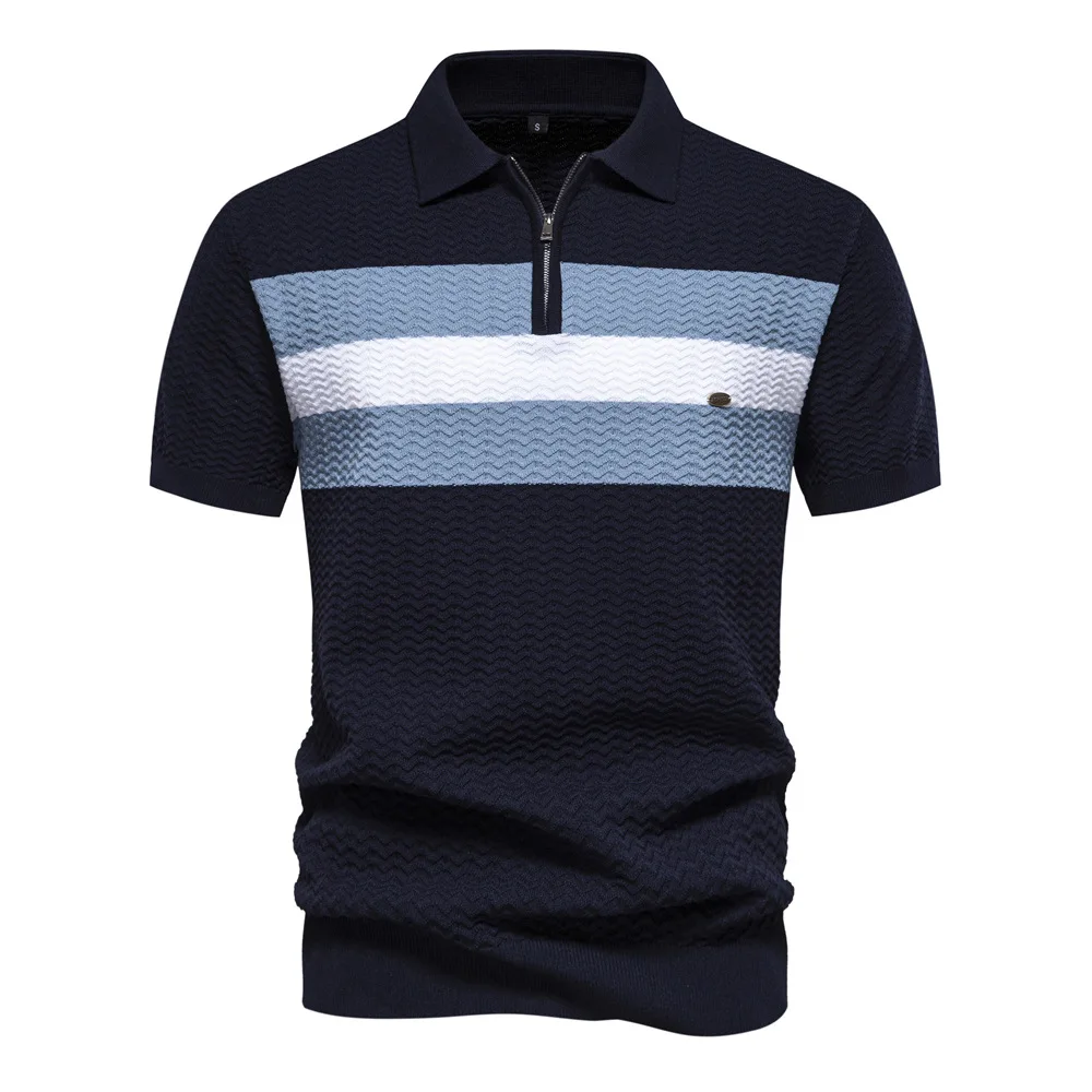 

Рубашка-поло мужская в полоску, хлопок, дышащая Спортивная, деловая Повседневная, для гольфа, лето