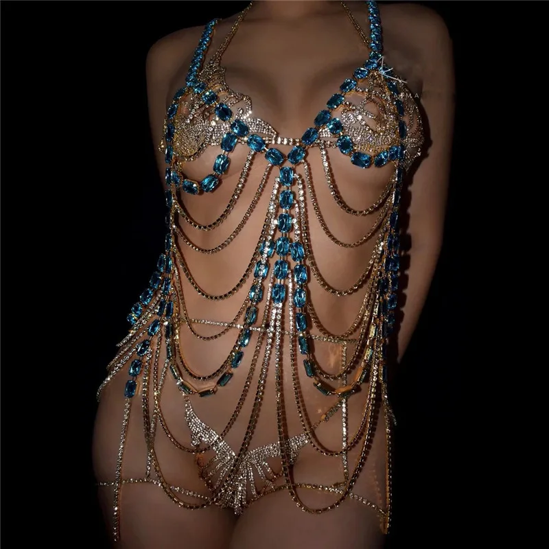 

Festival Hollow Out Crystal Gems Rhinestone Top Women Diamonds Sexy Backless See Through Tassel Night Club Rave y2k Tank Tops