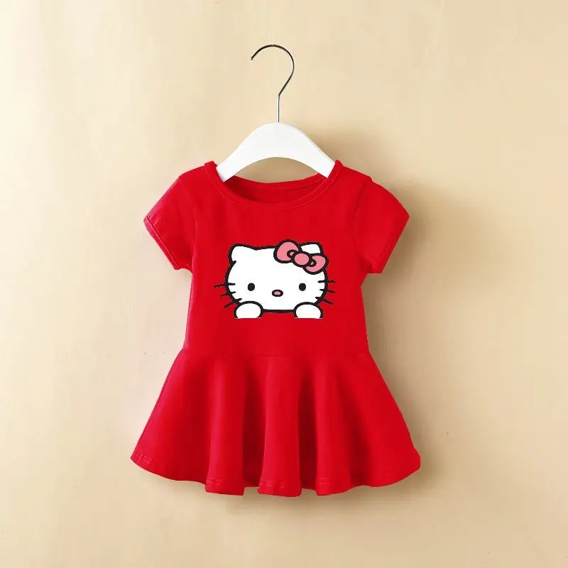 thumbnail image 1 of Nuevos vestidos Kawaii Sanrio Y2K de algodón para niños, Vestido corto de dibujos animados de Hello Kitty, Vestido de manga corta de verano, bonito abrigo para niños, regalo de Chica de Anime, 1 of 5