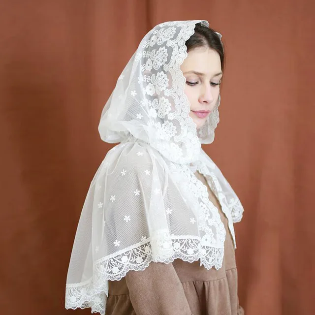 Velo Bianco Velo Da Sposa In Pizzo Vintage Mantilla Con Motivi