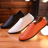 Spring New Style Men's Bean Shoes Casual Korean Trend Lazy Man's Shoes Pointed Toe Breathable Leather Shoes Rubber Sole