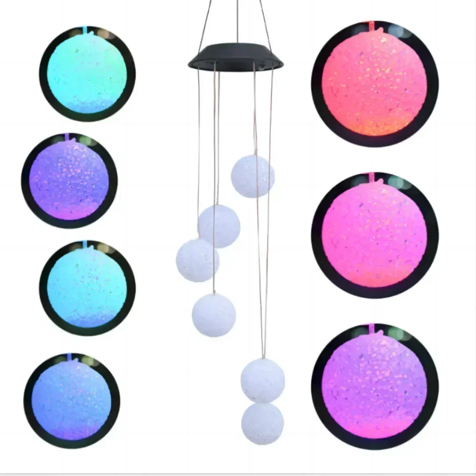 Description Picture 5 of itemSolar Wind Chime Lights Christmas Wind Spinner Hanging Lights Colorful Santa Claus Ball Bedroom Garden Decoration Wind Bell Lamp