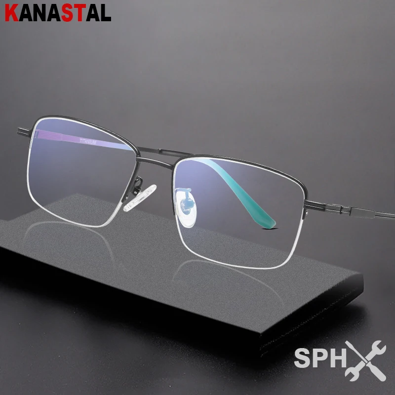 

Men CR39 Prescription Reading Glasses Women Blue Light Blocking Optical Myopia Presbyopic Eyewear Pure Titanium Eyeglasses Frame