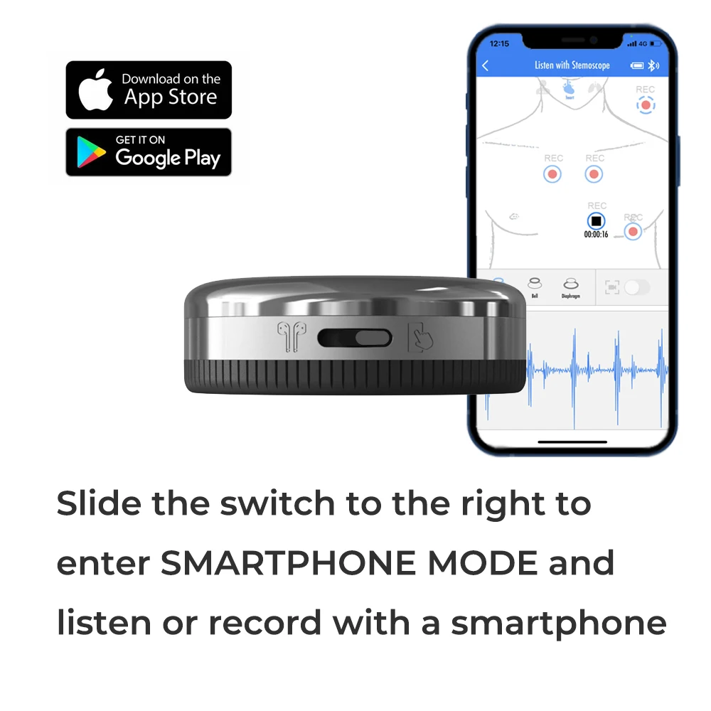StemoスコーププロBluetoothデジタル電子聴診器、ワイヤレス医療、プロ 