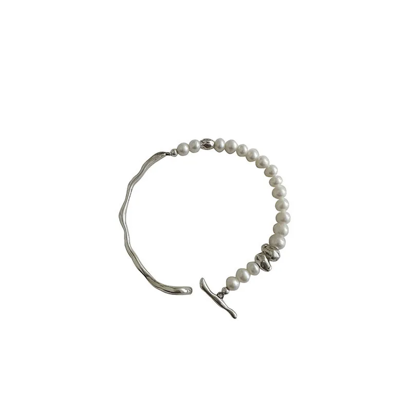 

S925 Sterling Silver Half Chain Half Bracelet Pearl Bracelet Small Hulu New Style Sterling Silver Female Handicraft