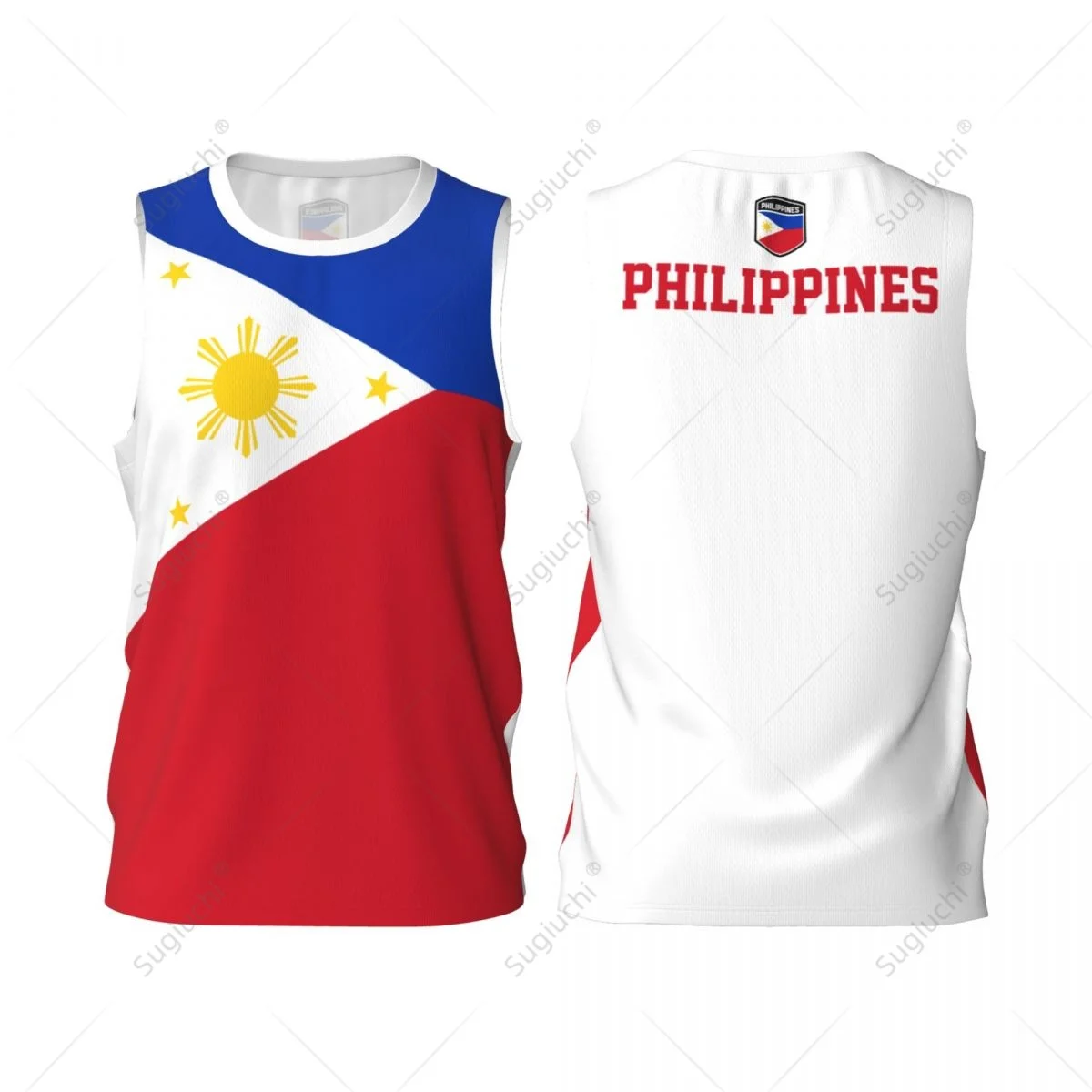 thumbnail image 1 of Camiseta deportiva de baloncesto para hombre con la bandera de Filipinas, camiseta multifunción para correr y fitness, sin mangas, con nombre personalizado exclusivo, 1 of 5