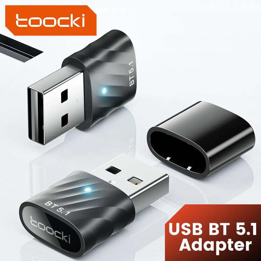  Toocki USB Bluetooth Adapter BT 5.1 Dongle Audio Receiver Speaker for PC Speaker Wireless Mouse Earphone Keyboard Music Transmit 