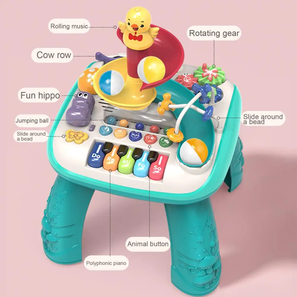 Educational Baby Toy Educational Baby Activity Table with Piano Ball Slide Musical Instruments for 1-3 Year Old Boys Girls 5