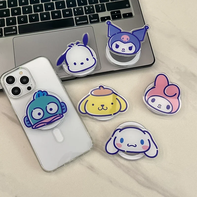Sanrio Hello Kitty Kuromi Pochacco 멜로디 Magsafe 마그네틱 폰 그립 Tok 스탠드 iPhone 접이식 무선 충전 홀더