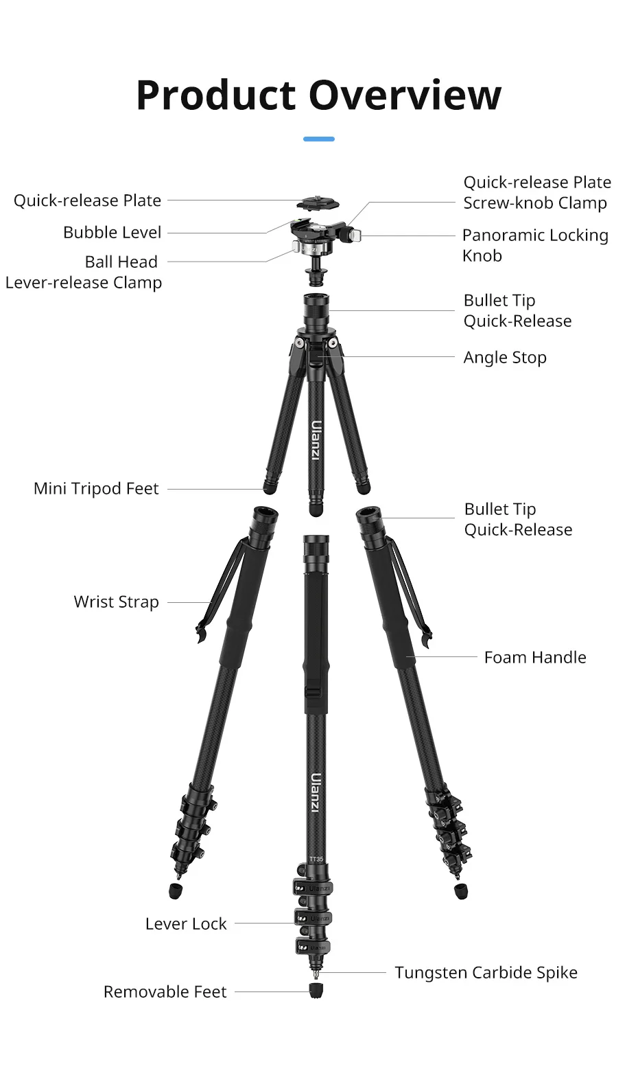 Ulanzi TT35 Mini Tripod with Ball Head description image 11